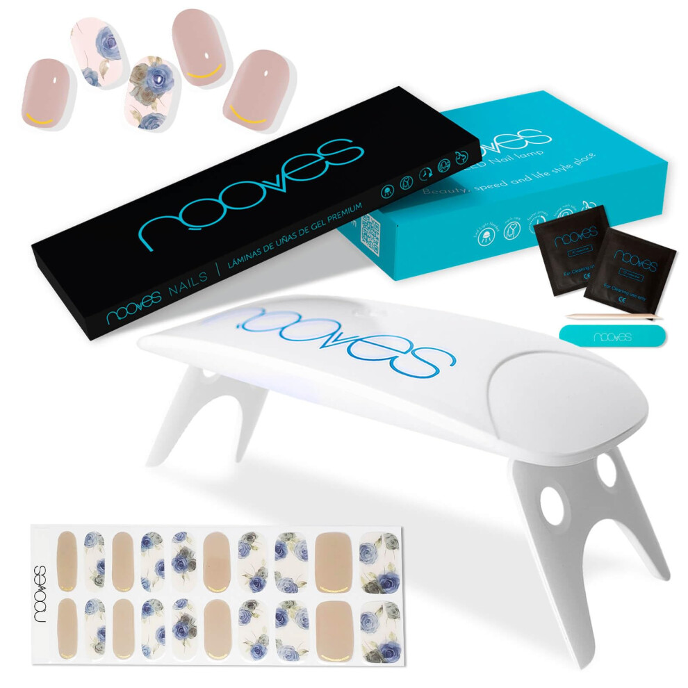 Gel Nail Strips with UV LED Lamp, Semi Cured Nail Stickers for Long Lasting Salon Quality Shine