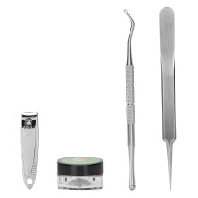Ingrown Toenail Kit with Stainless Steel Tools and Precision Silicone Pads, 24 Straight Nail Pads