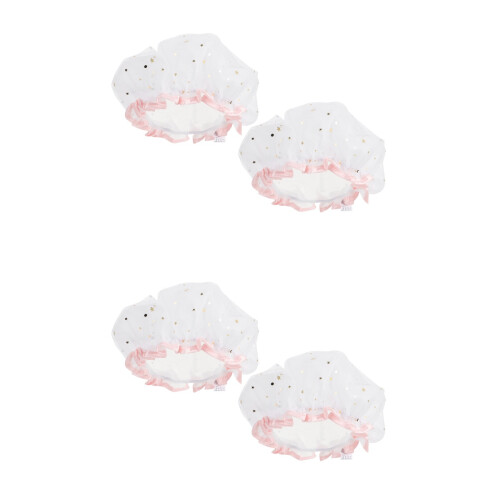 4Pièces Bonnets Imperméables Blancs Pour Douche Et 2