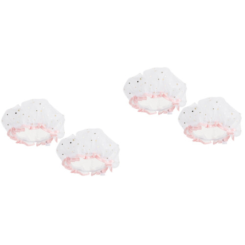 4Pièces Bonnets Imperméables Blancs Pour Douche Et 1