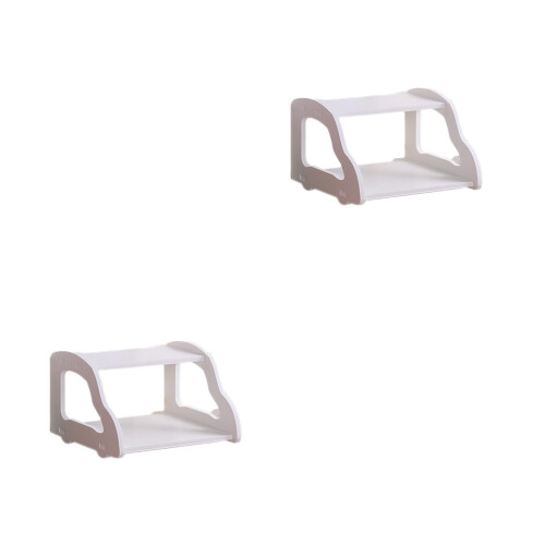 2Stk Router Ablage PVC Weiß 2-Stöckig Modem Halter 2