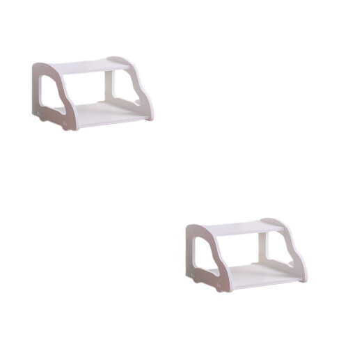 2Stk Router Ablage PVC Weiß 2-Stöckig Modem Halter 1