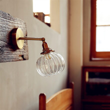 Modern Glass Ball Wall Sconce Copper Bathroom Vanity Light for Mirror Hallway and Foyer