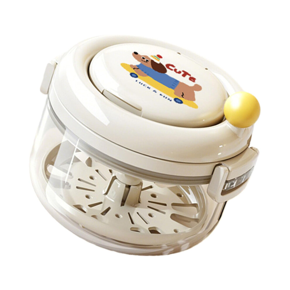 Cream/White Manual Retainer Cleaner With Dual Compartment Storage Case For Dentures And Orthodontic Care