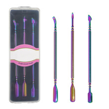 Cuticle Pusher Stainless Steel Set with Dual Ended Precision Tips and Ergonomic NonSlip Grip