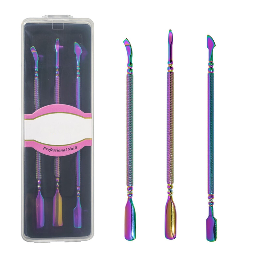 Cuticle Pusher Stainless Steel Set with Dual Ended Precision Tips and Ergonomic NonSlip Grip