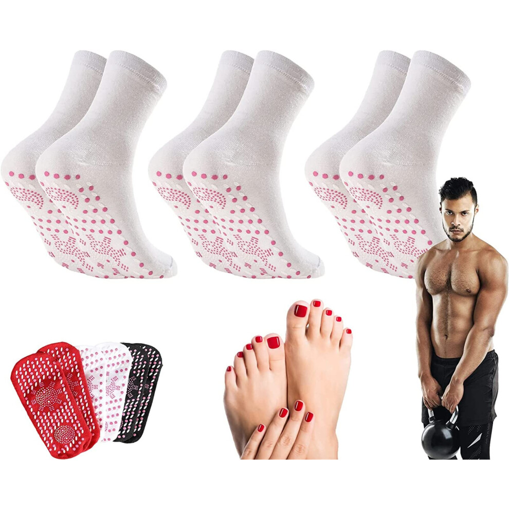 White Tourmaline Therapy Compression Socks For Varicose Vein Relief, Heat Acupressure, 3 Pairs