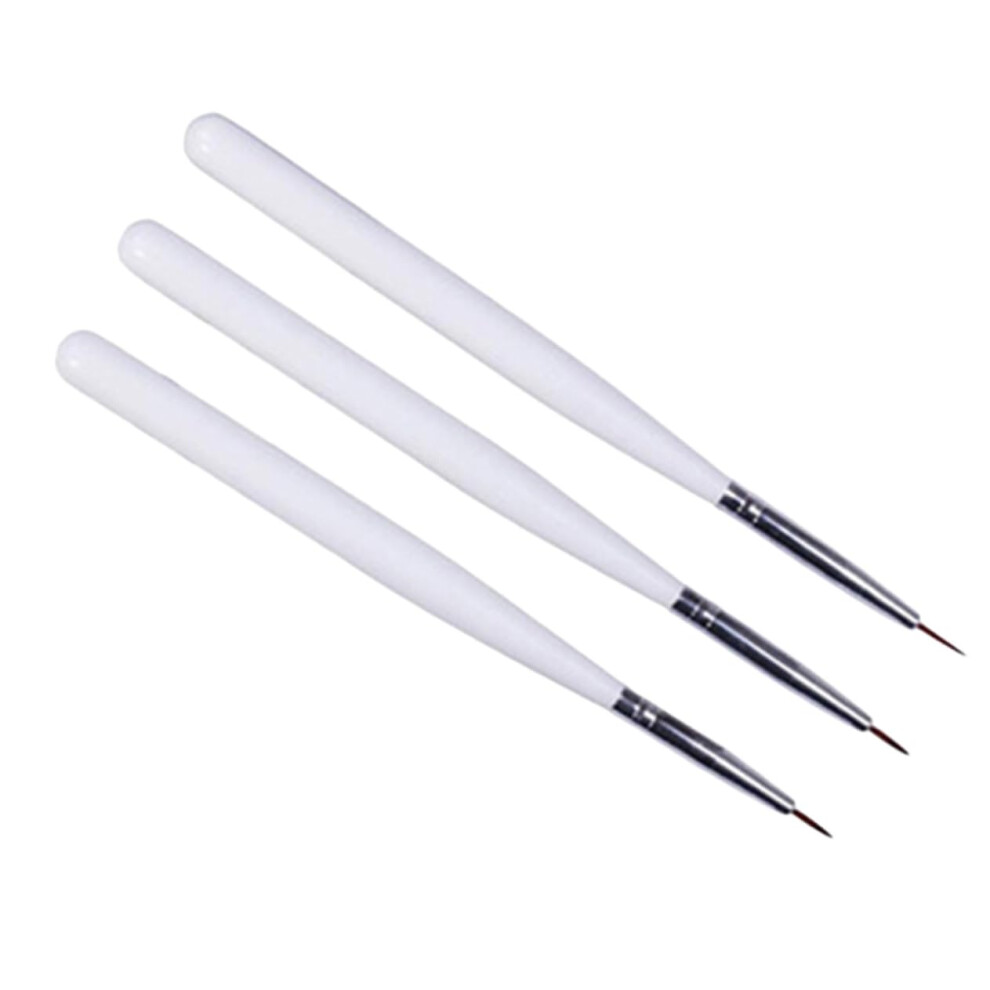 3pcs Nail Art Brushes and Dotting Tools Set for Precision Detailing and Floral Designs White