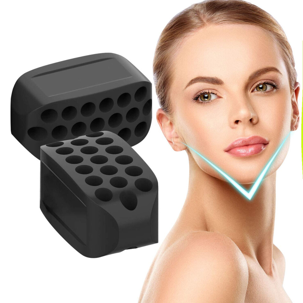 Black 2Pc Jaw Exerciser And Jawline Trainer For Men And Women, Double Chin Reduction Facial Workout,