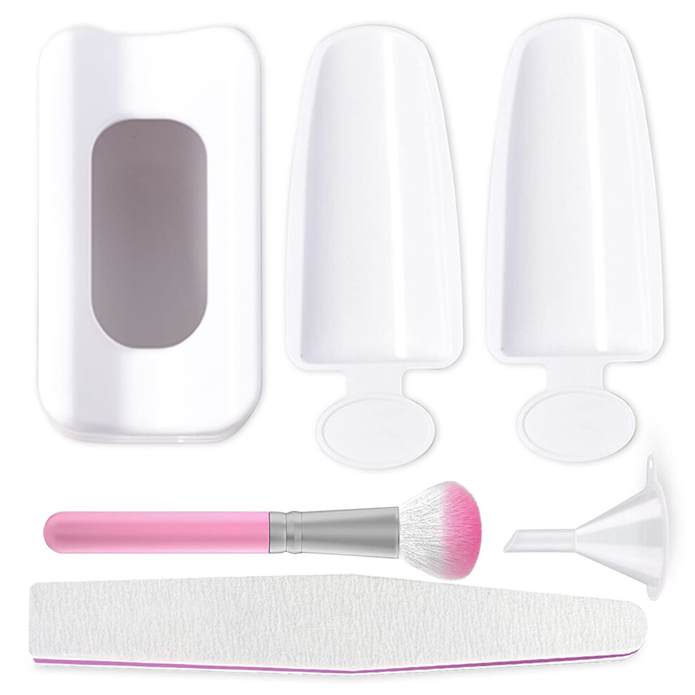 Dip Powder Nail Kit with Reusable Recycling Tray, Scoop, Brush and File for Home and Salon