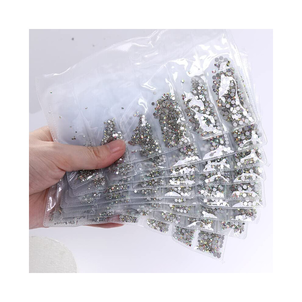 Press On Nail Tips Full Coverage Design with 3D Glitter Rhinestones Crystal AB Gems 1440pcs