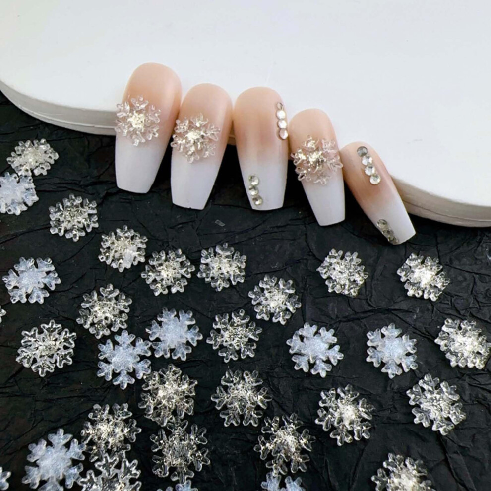 Gold/Silver/White 30Pcs Christmas Snowflake Nail Charms Crystal Decorations For Holiday Manicure