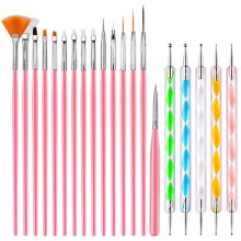 20 Pcs Nail Art Brushes Set and Dotting Tools Kit with Precision Control for Professional Nail Design