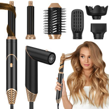 Hair Dryer Brush Set 6 in 1 with Foldable Handle, Negative Ionic Blow Dryer Brush for Curling and Straightening