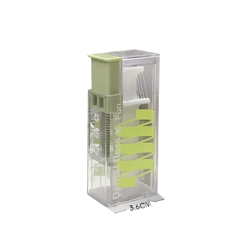 Light/Green Dental Floss Dispenser With 10 Disposable Heads, Onehand Push Portable Floss Holder