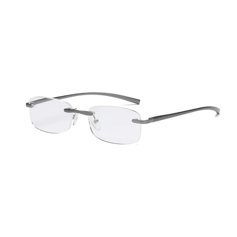 Frameless Reading Glasses 3.0 Gray Anti Glare Lenses Spring Hinge Comfort for Men and Women