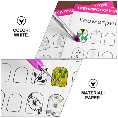Nail Art Practice Book with Reusable Manicure Training Sheets for Beginners, 12 Easy Template Pages 2