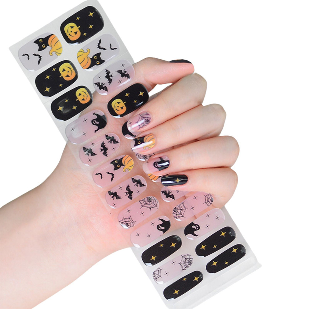 Dark Halloween Nail Stickers Glow In The Semi Cured Gel Strips For Diy Salon Quality Manicure
