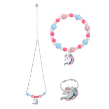 2Ensembles Bijoux Licorne Enfants Colliers Et Bracelets Colorés