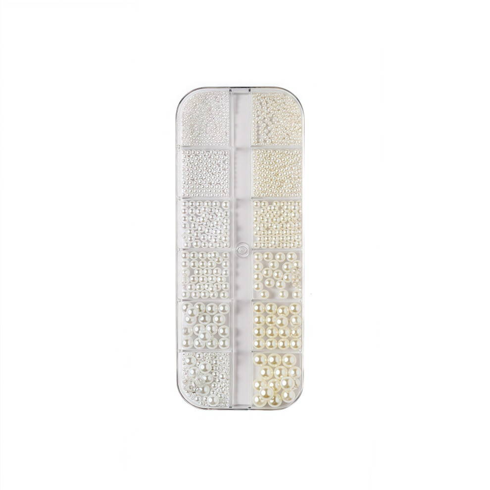 Nail Art Pearls Mixed Size 3D Pearls for Nails Crafts Flatback and Round Pearl Decorations