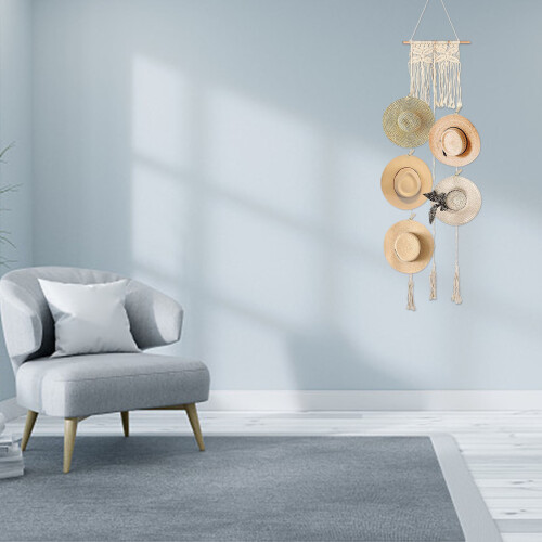 Macrame Porte-Chapeau En Coton Support Mural Pour Chapeau 2