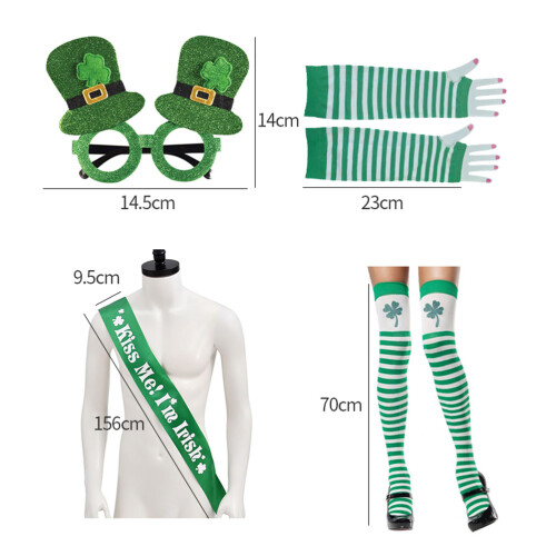 4Pièces Kit Vert Saint Patrick Bas Lunettes Pour Fête 1