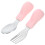 2Pièces Ustensiles Bébé Apprentissage Silicone Acier Rose 1