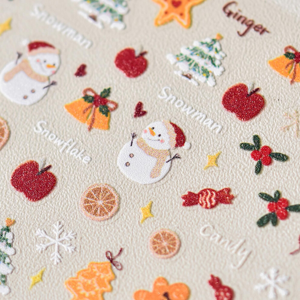 Christmas Nail Stickers 5D Embossed SelfAdhesive Santa Snowflake Winter Holiday Nail Decals