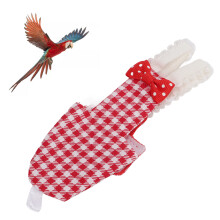 Adjustable Bird Diaper for Parrots & Budgies, Red Grid Pattern, Sizes XS- L