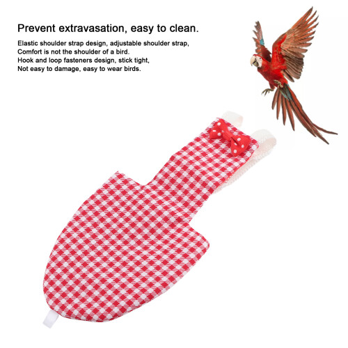 Adjustable Bird Diaper for Parrots, Red Grid Pattern, XS-L Sizes 2