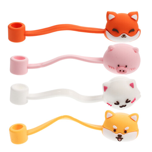 16Pcs Cartoon Straw Tips Covers Reusable Assorted Colors for Party