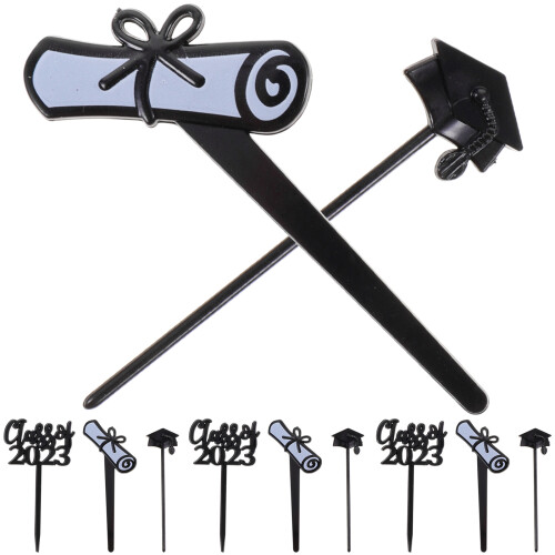 90Pcs 2023 Graduation Cupcake Picks Black Fine Workmanship Cake Decor 1