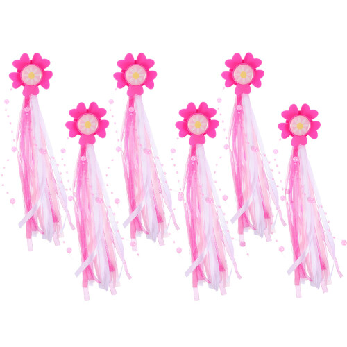 12Pcs Rosy Bike Streamers Handlebar Tassels Durable Plastic Polyester