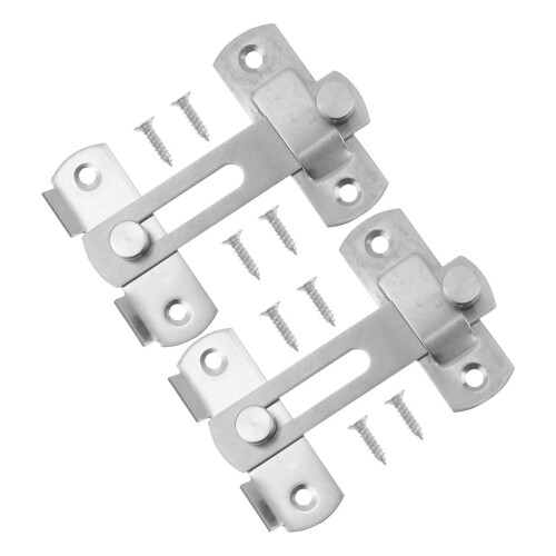 2Sets Stainless Steel Door Slide Latch for Enhanced Security Use 1