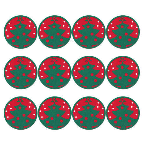 36Pcs Felt Christmas Tree Coasters Heat Insulation Round Cup Mats 1