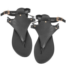 1Pair Black PU Flat Sandals for Women Comfortable Home and Beach Wear
