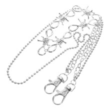 2Pcs Trendy Silver Metal Waist Chains Tassel Hip Hop Punk Pants Charm