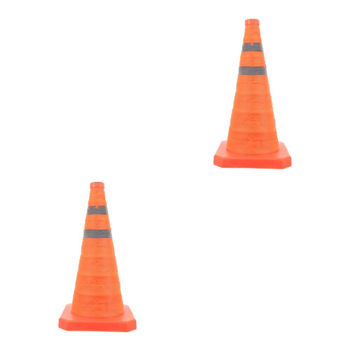 2Pcs Foldable Orange Road Traffic Cones for Emergency and Events 2