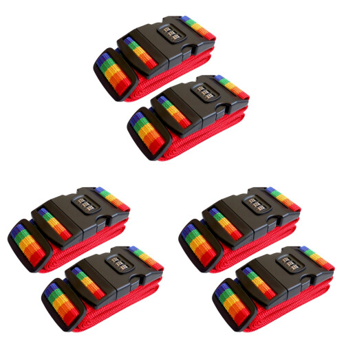 6Pcs Heavy Duty Luggage Strap with 3 Digit Lock Multi Color Utility 1
