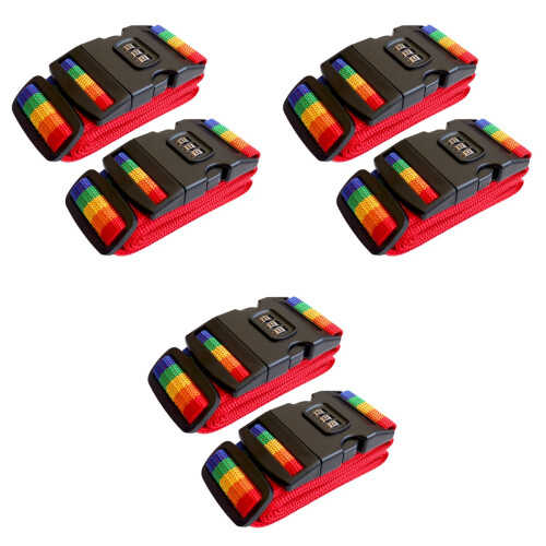 6Pcs Heavy Duty Luggage Strap with 3 Digit Lock Multi Color Utility 2
