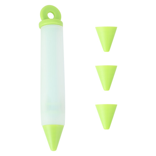3Pcs Silicone Cake Decorating Pens Green Easy Fill Chocolate Writing 1