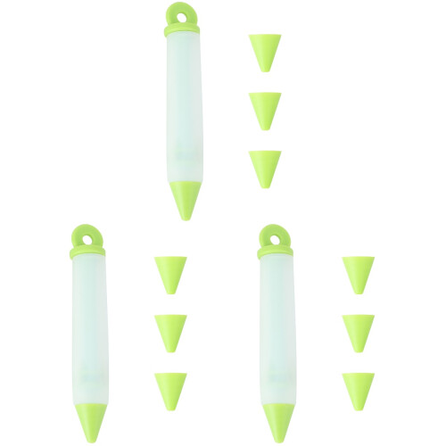 3Pcs Silicone Cake Decorating Pens Green Easy Fill Chocolate Writing 2