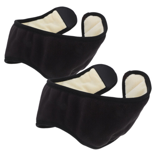 10Pcs Black Plush Sleep Ear Muffs Noise Blocking Comfortable Headband 1