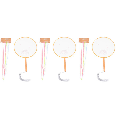 3 Pcs Embroidery Kits Fan Making Materials For Adults Tools 2