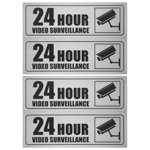 Black PVC Adhesive Warning Stickers for Home and Office Security 2