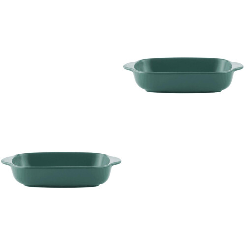 2Pièces Plateau Vert En Céramique Pour Four Usage 2