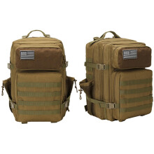 45L Military Tactical Backpack for Men with Molle System, Large Capacity Hiking Rucksack Brown