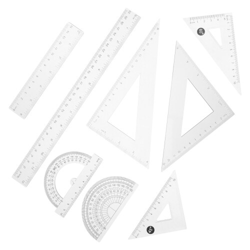 16Pcs Transparent Math Geometry Ruler Set Plastic Protractor Triangle 2