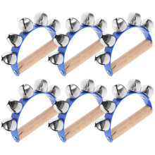 6Pcs Durable Party Tambourine Bells Handheld Music Instrument Toy Blue