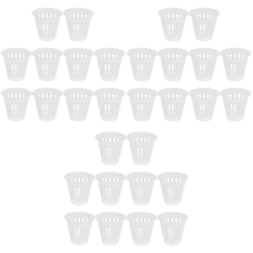 30Pcs White Hydroponic Net Pots Plastic Slotted Garden Planter Cups 2